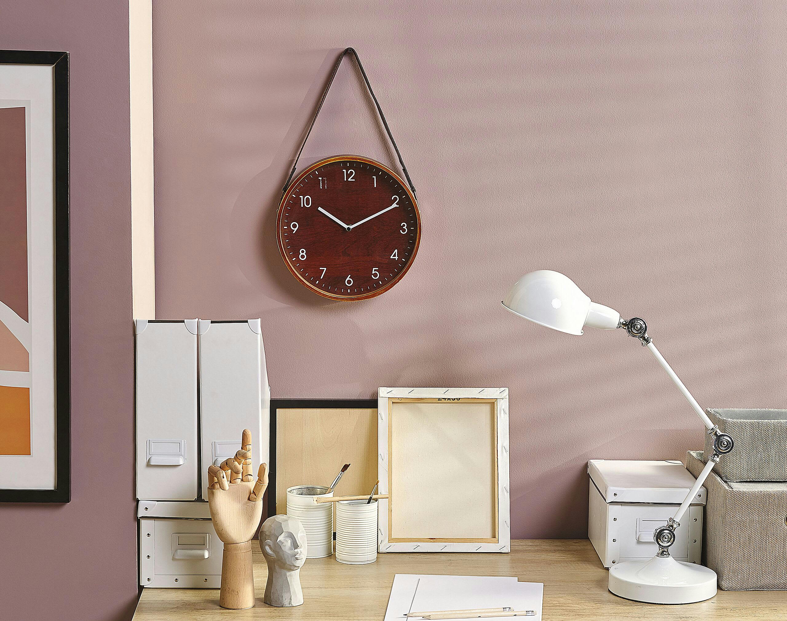 RENENS - Horloge murale effet bois foncé ø 26 cm