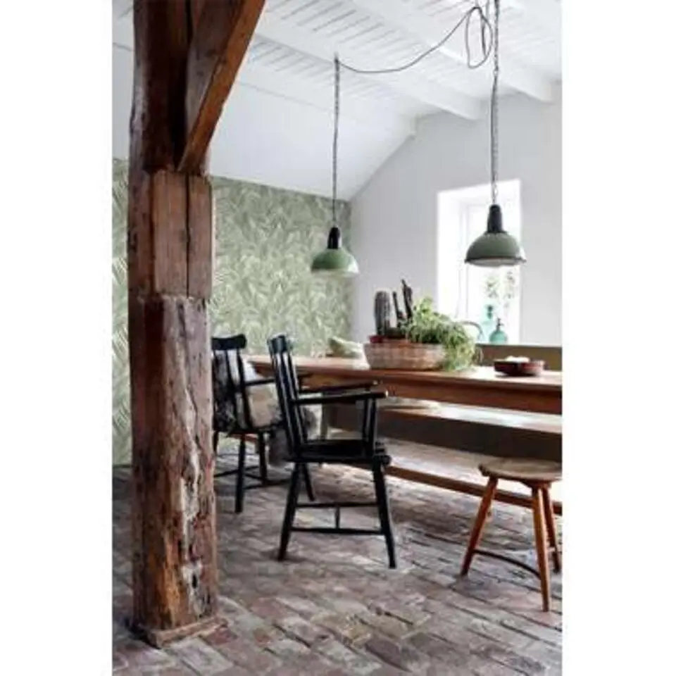 ESTAhome behang - palmbladeren - vergrijsd olijfgroen - 0.53 x 10.05 m