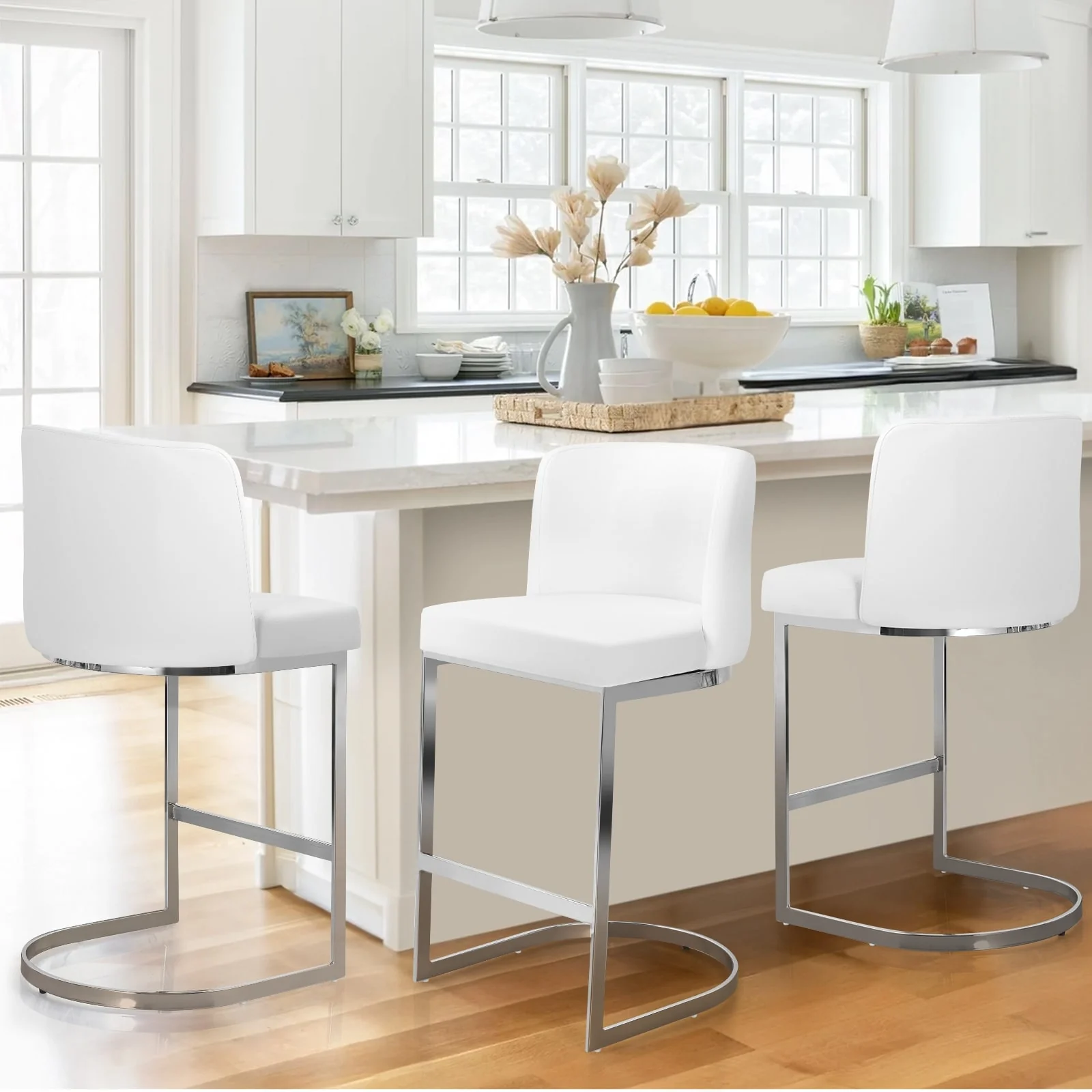 26 Upholstered Bar Stools, Counter Height Stools - 18.11W x 19.69D x 37.4H