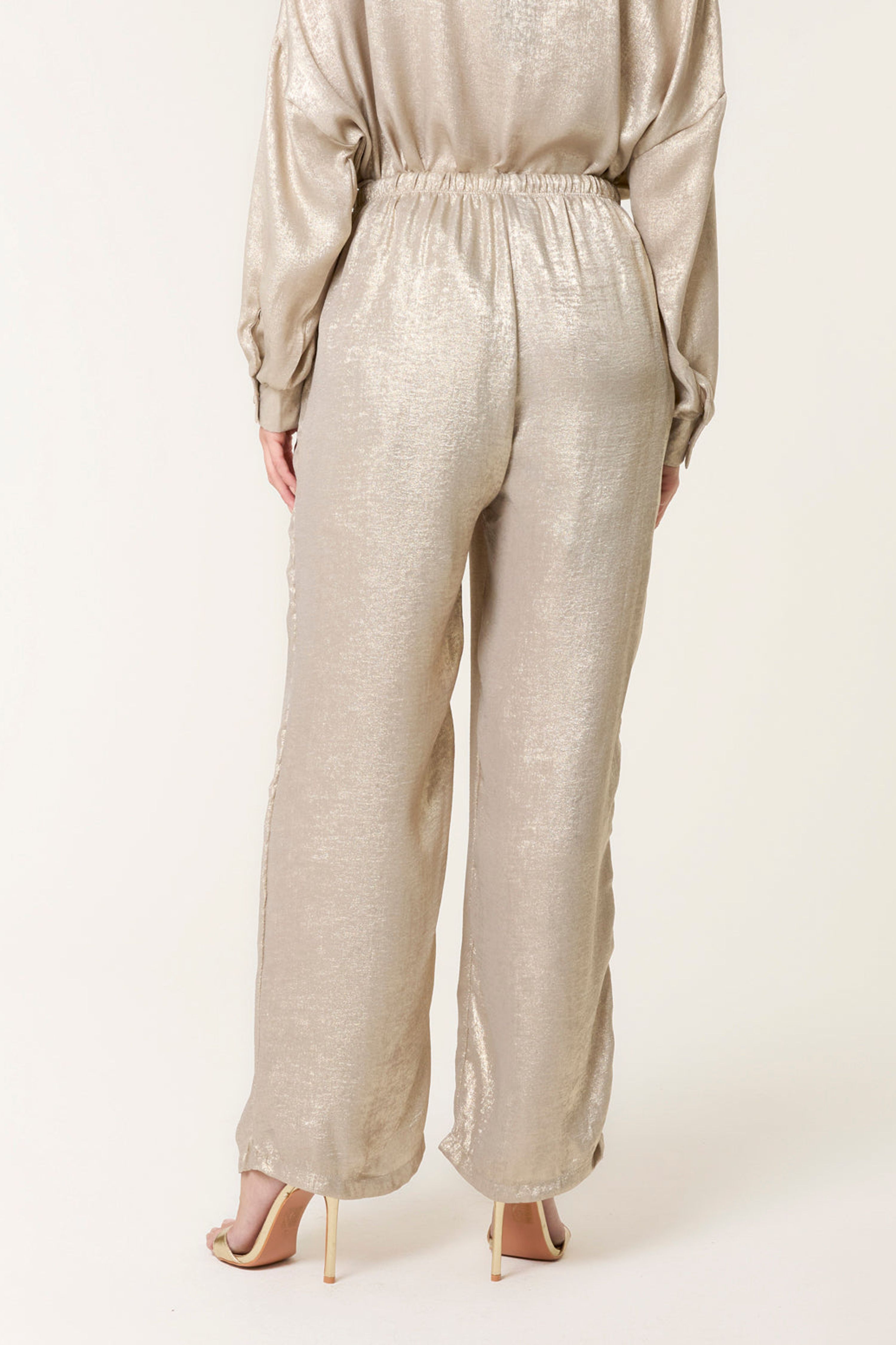 Blue Vanilla Off White Shimmer Wide Leg Trousers