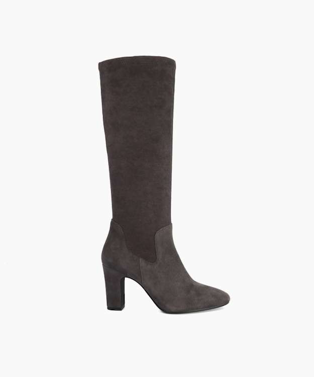Simple Dark Grey - Block-Heel Knee-High Boots