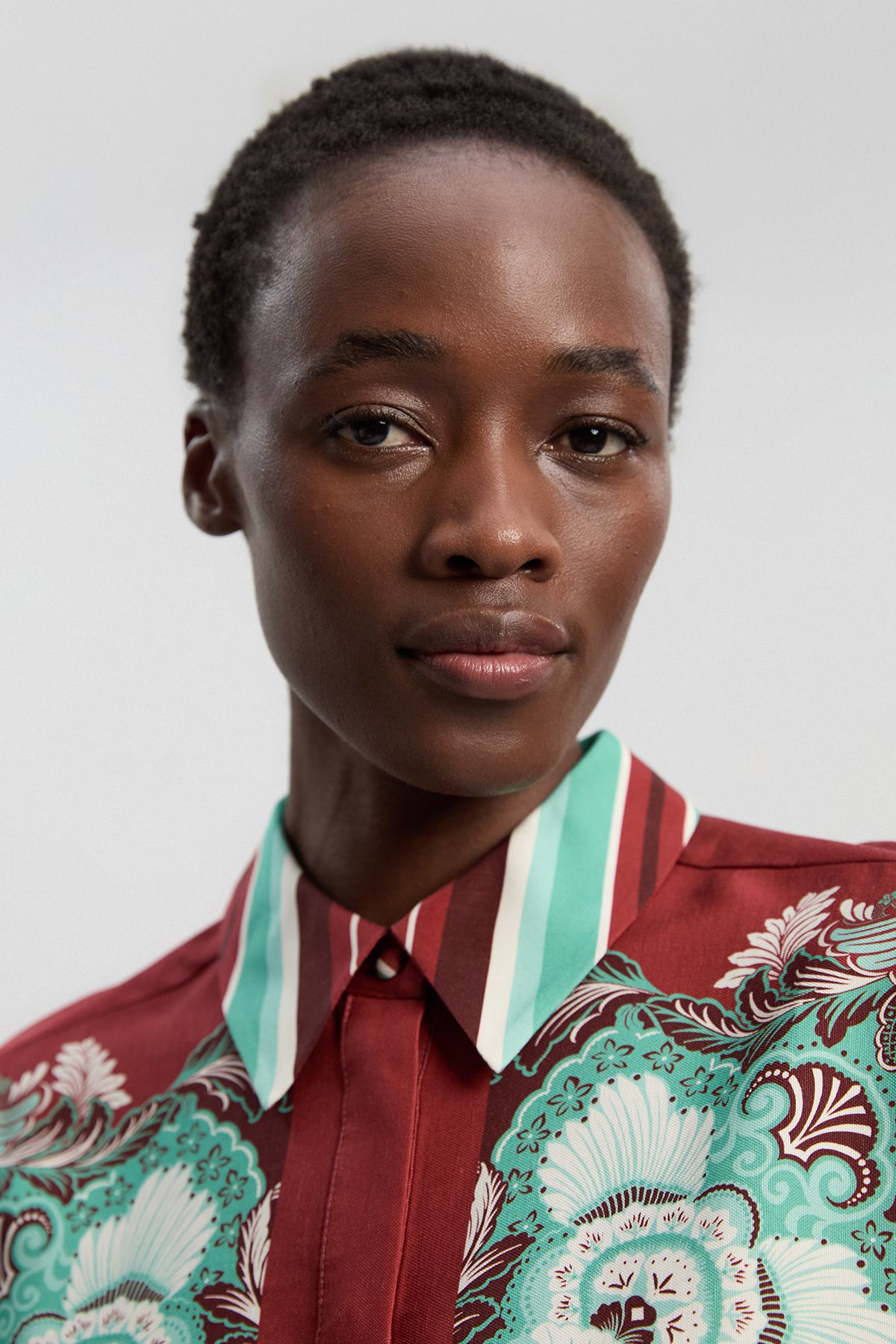 KarenMillen Mirrored Viscose Linen Print Woven Shirt