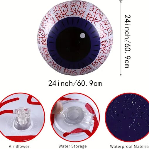 NNETM Haunting Hues: Inflatable Ghost Eyeball with Color-Changing LED