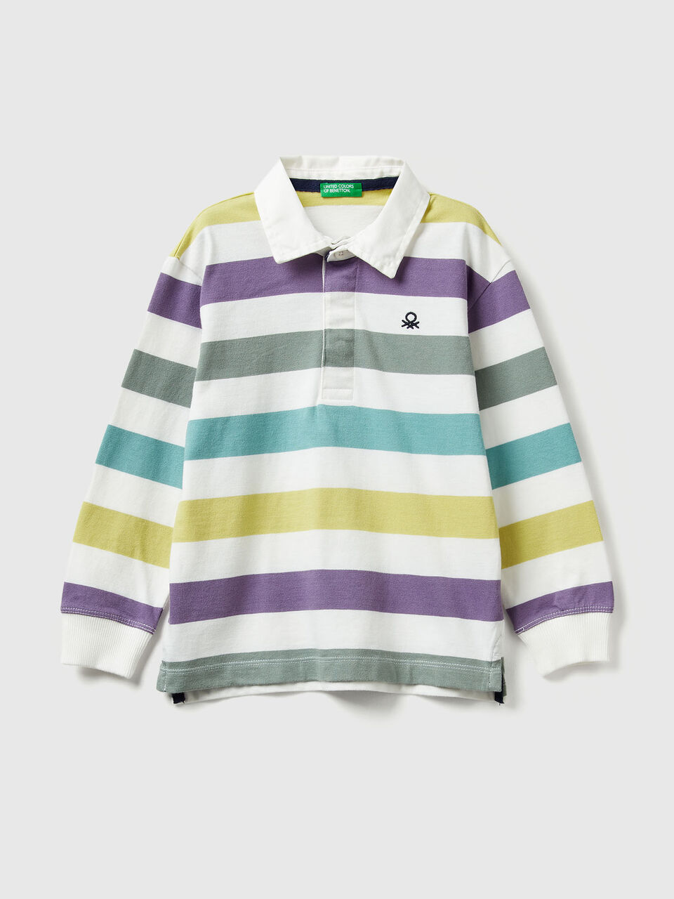 Striped rugby polo in cotton