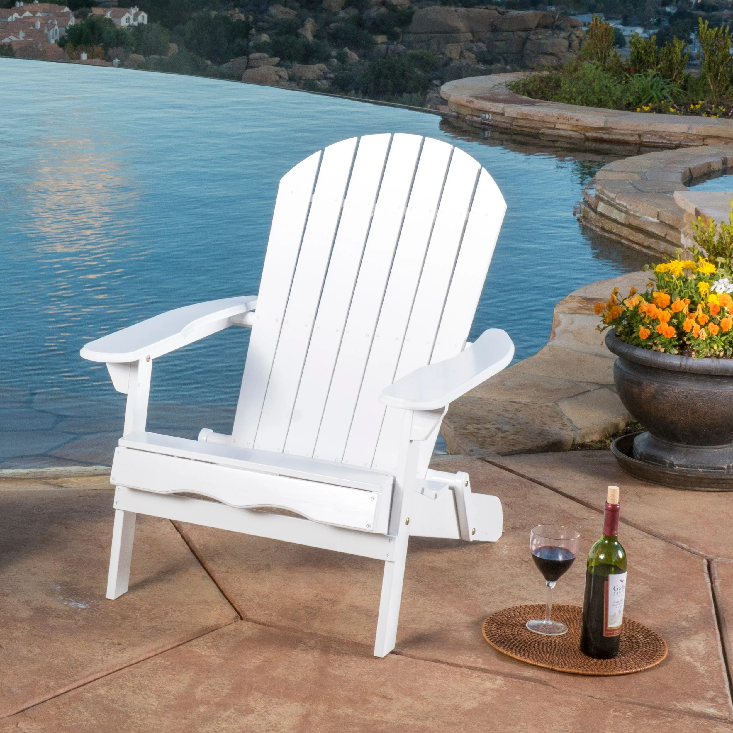 Rustic Acacia Wood Foldable Adirondack Chairs with Footrest