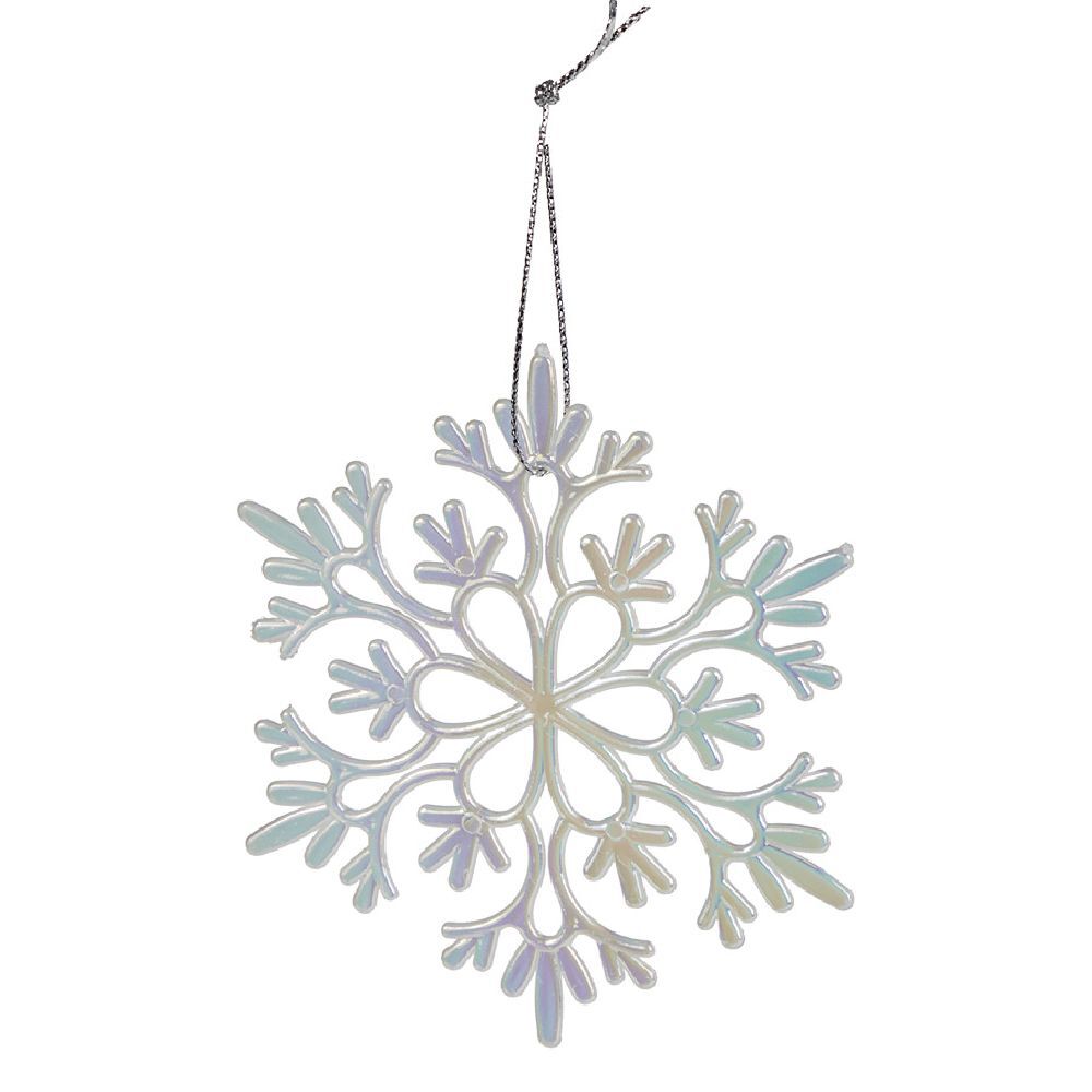 Flocon à suspendre brillant bleu ou blanc Ø10cm