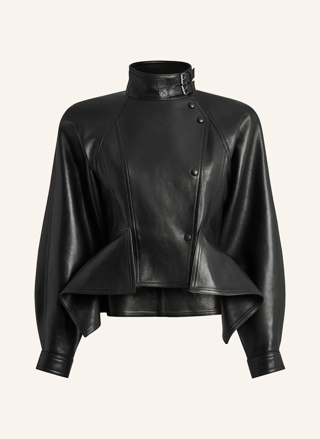 BALMAIN Jacke mit Schößchen aus Lammleder