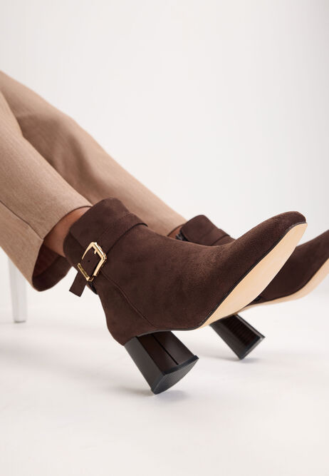 Womens Chocolate Brown Faux Suede Ankle Boots