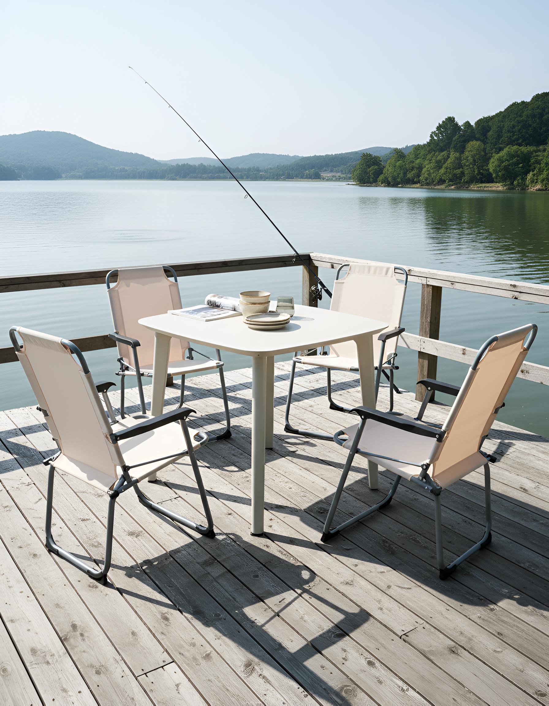 Set of 4 Garden Chairs GALATSI Folding Metal Beige