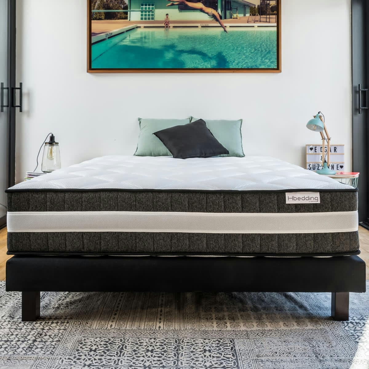 SPRING LUXE - Matelas 160x200 Ressorts Ensachés - Mousse Ergo, Haute densité
