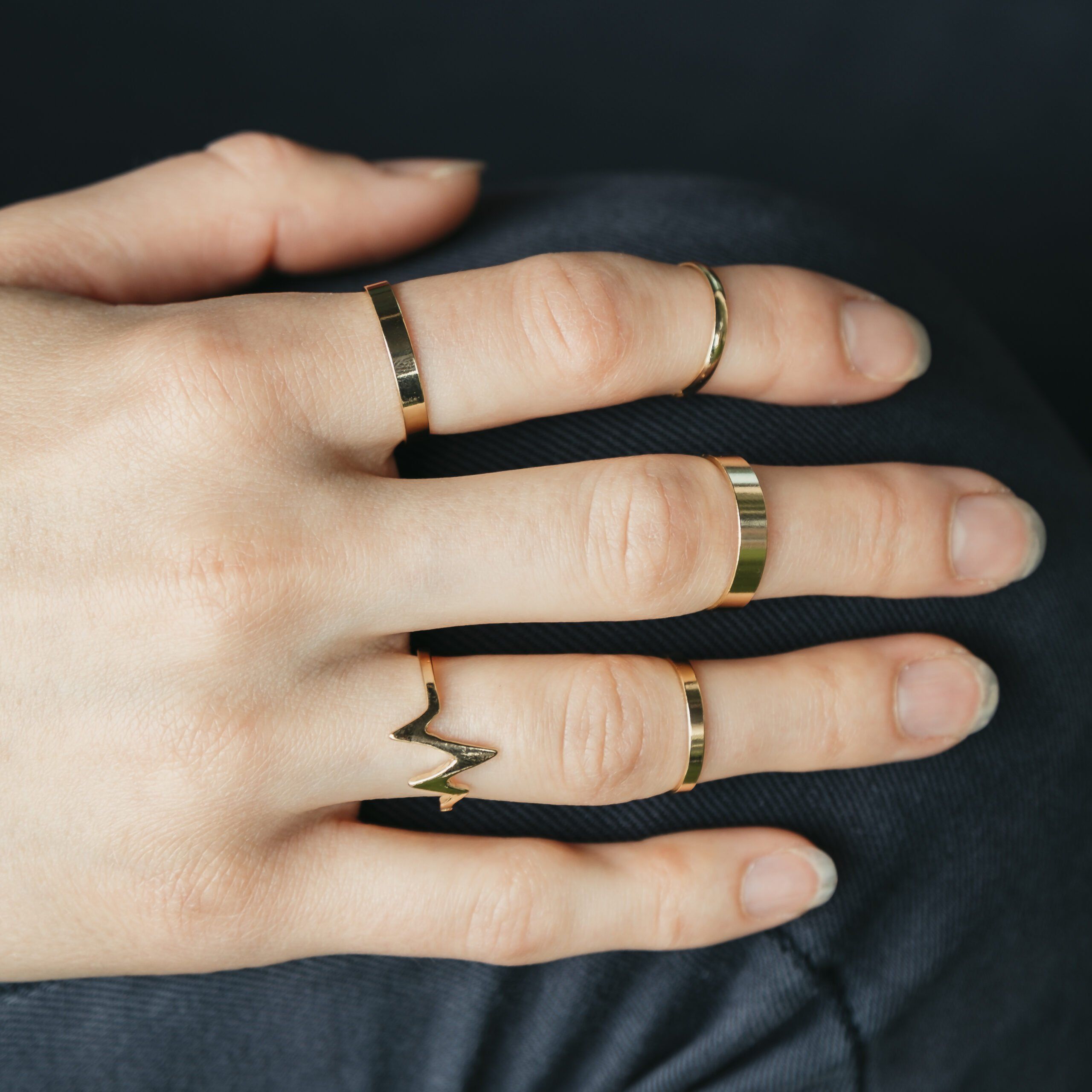 The Colourful Aura 5 Piece Stackable Midi Gold Silver Knuckle Boho Ring Set