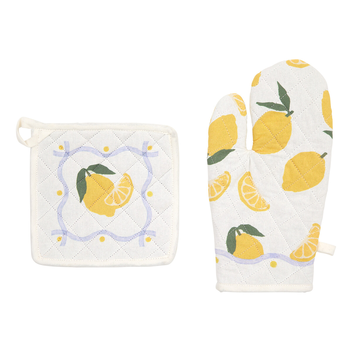 Conjunto de luva e pega de cozinha FRUITY branco
