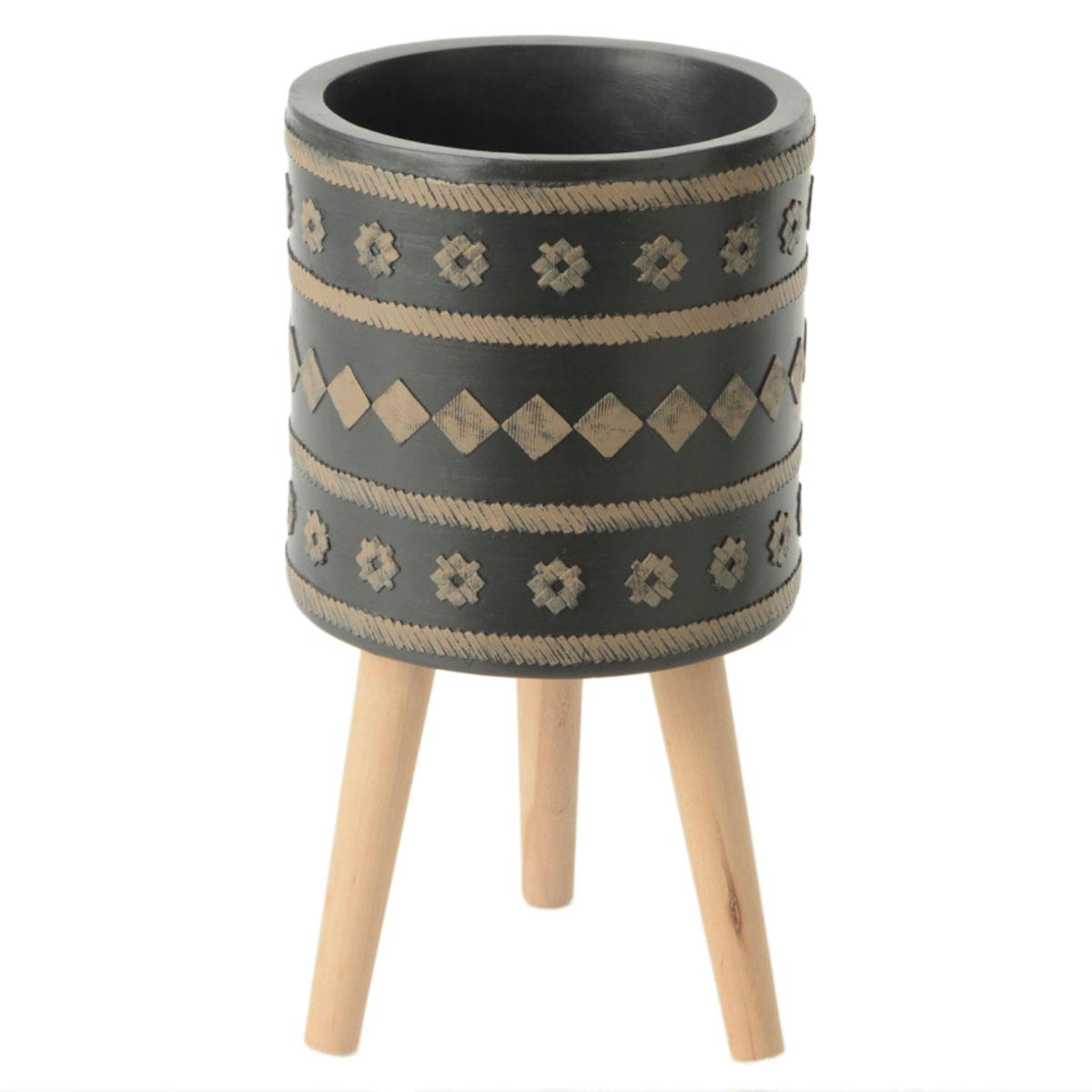 RETOUR DE VOYAGE - Cache pot sur pied spicy Hauteur : 31 cm en résine  multicolore