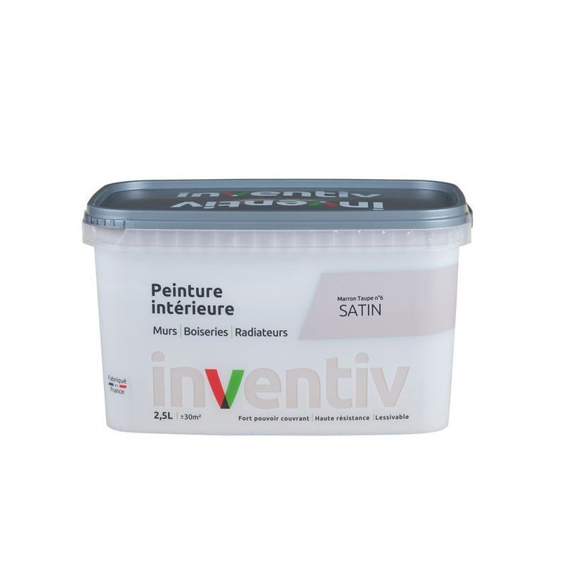 Peinture pour mur boiserie radiateur Marron Taupe n°6 satiné 2,5 L INVENTIV