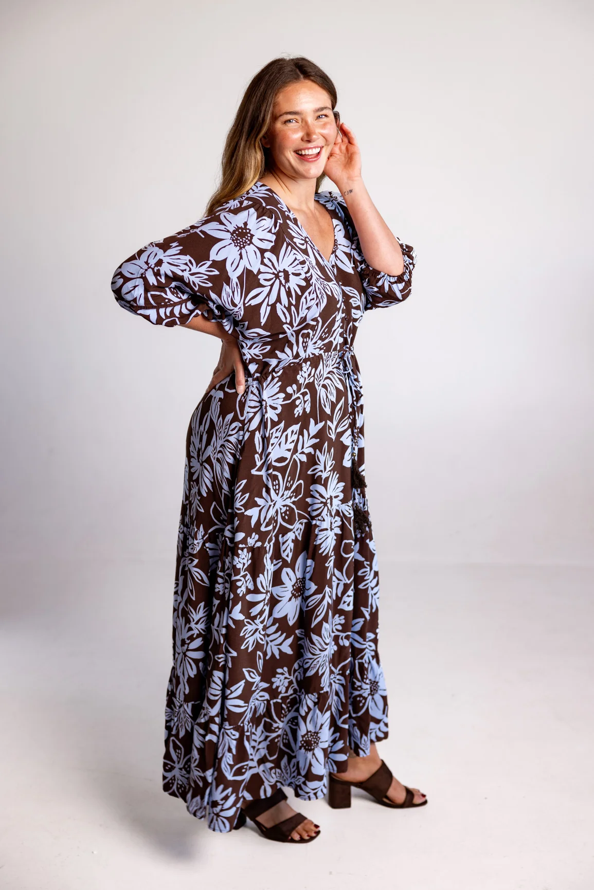 Addison Maxi Dress in Blue Lani Chocolate