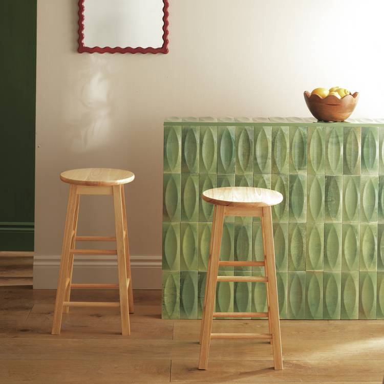 Habitat Pair of Solid Wood Kitchen Stools