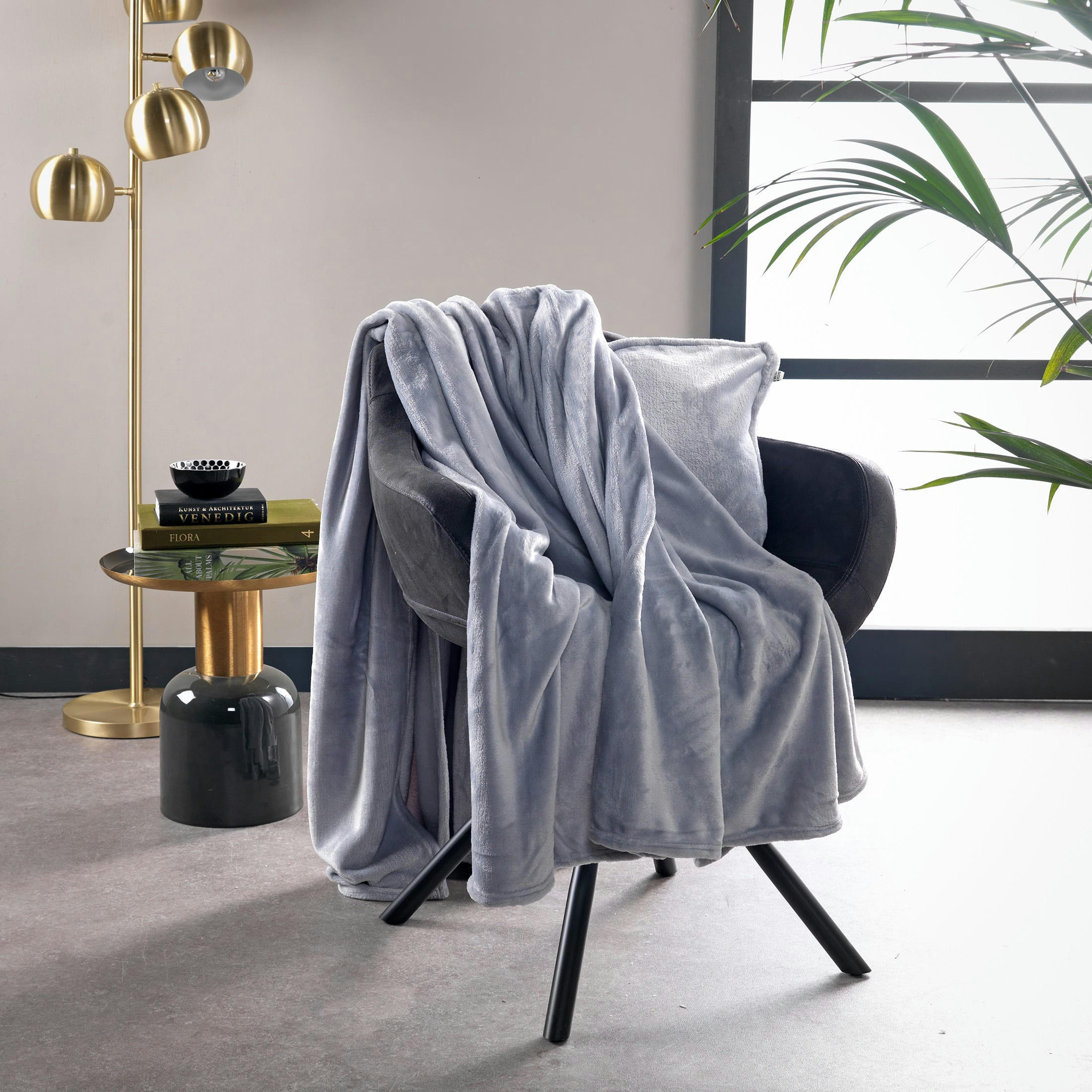 BILLY - Plaid gris fleece 150x200 cm uni