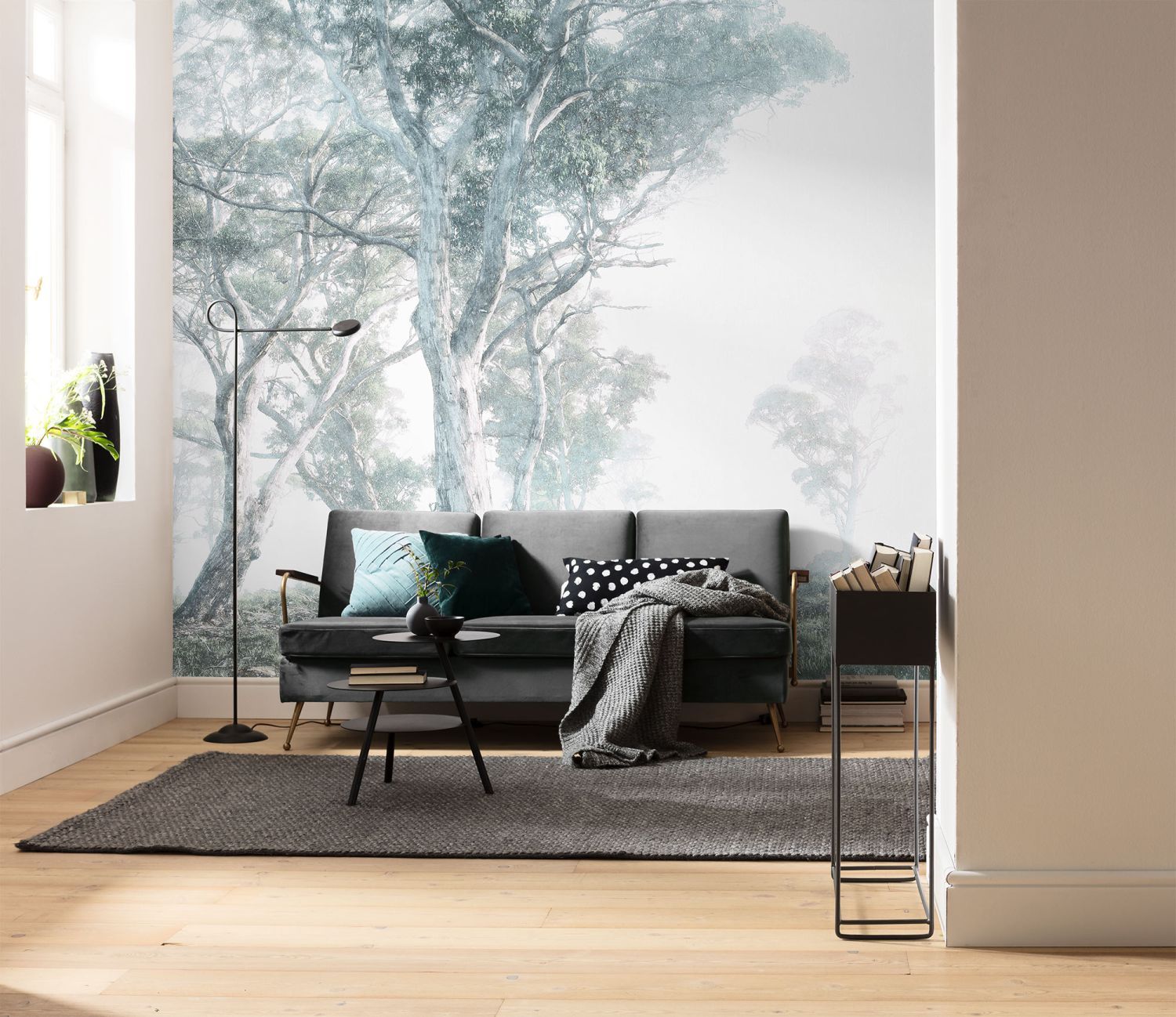 Sanders & Sanders fotobehang bomen groen grijs - 300 x 280 cm - 612410