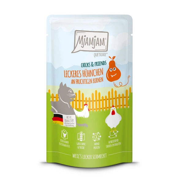 Katzen-Nassfutter »Quetschie - Chicks & Friends leckeres Hühnchen an fruchtigen Birnen«