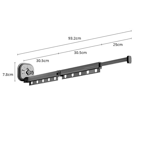 SOGA 2X 93.2cm Suction-Mounted Retractable Clothing Drying Rack Foldable Hanger