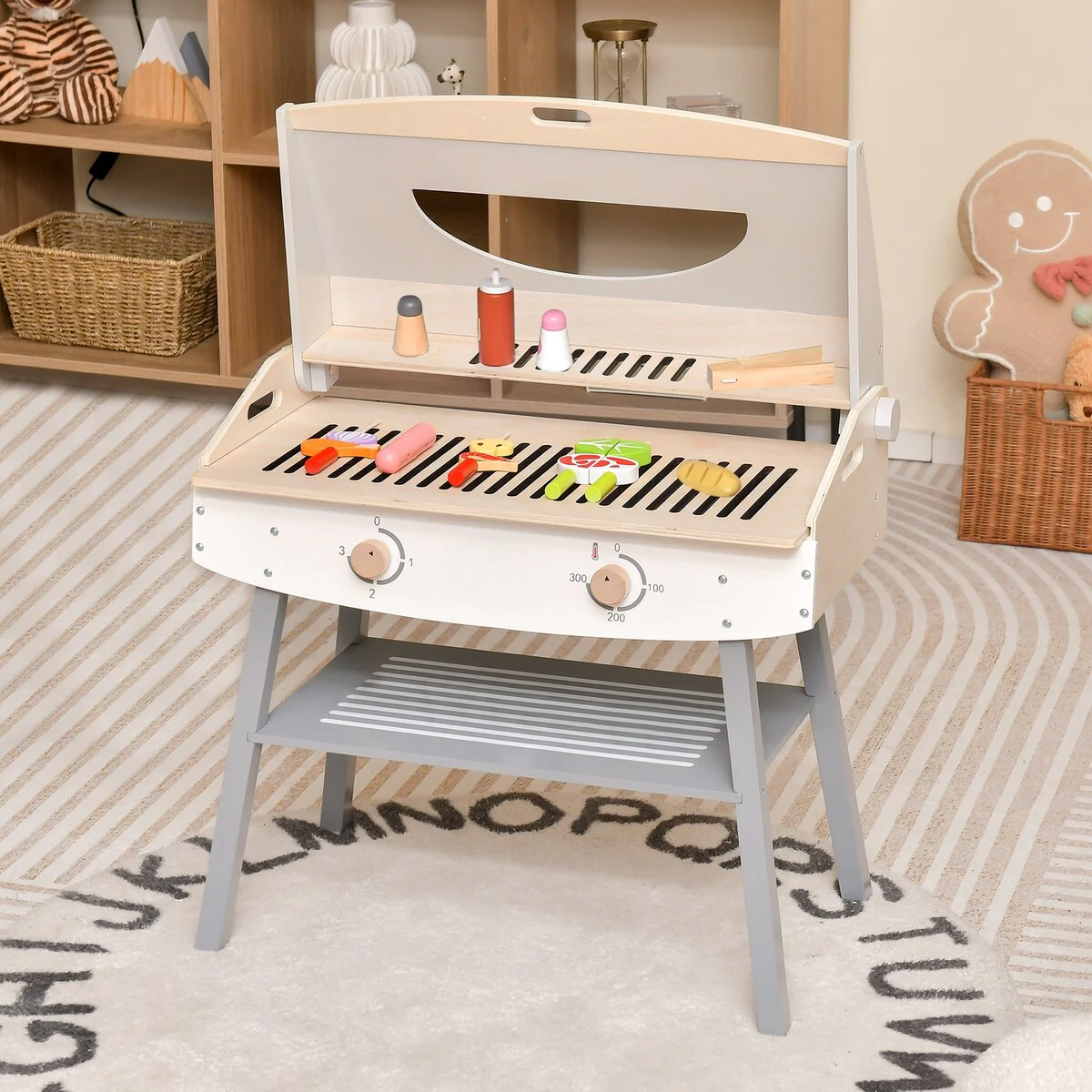 Kids Barbecue Grill Playset for Girls and Boys Aged 3+ - 25.5 x 14.5 x 32.5