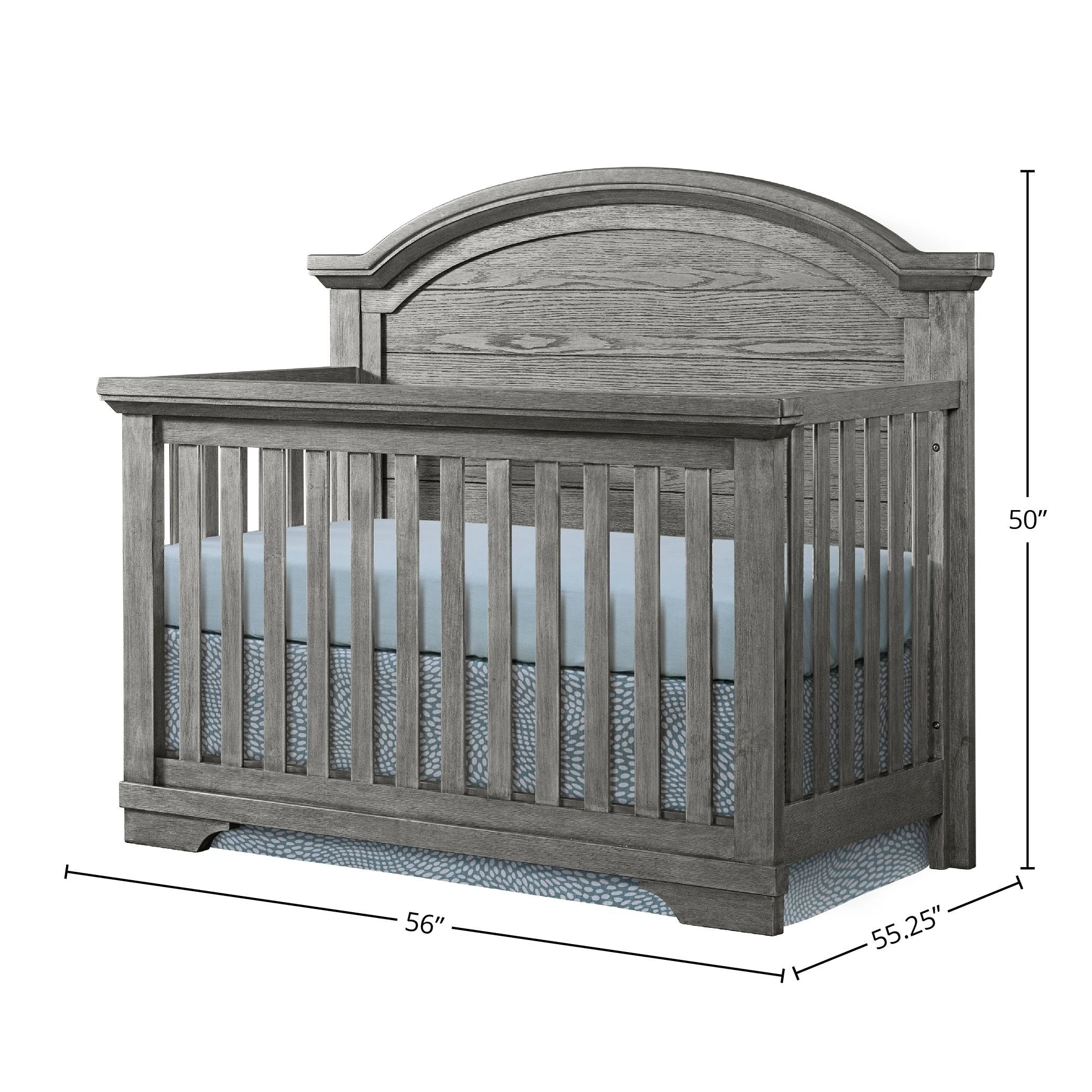 Foundry 56 Wide Arch Top Convertible Crib, Brushed Pewter
