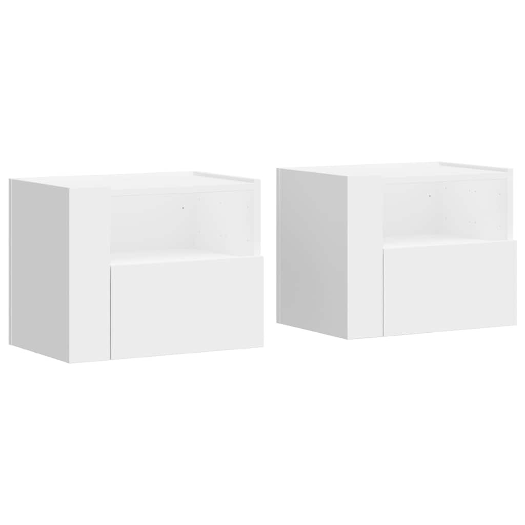 2x Szafka Nocna Wisząca BiałaKomoda Stolik Nocny Do Sypialni 45x30x35 cm