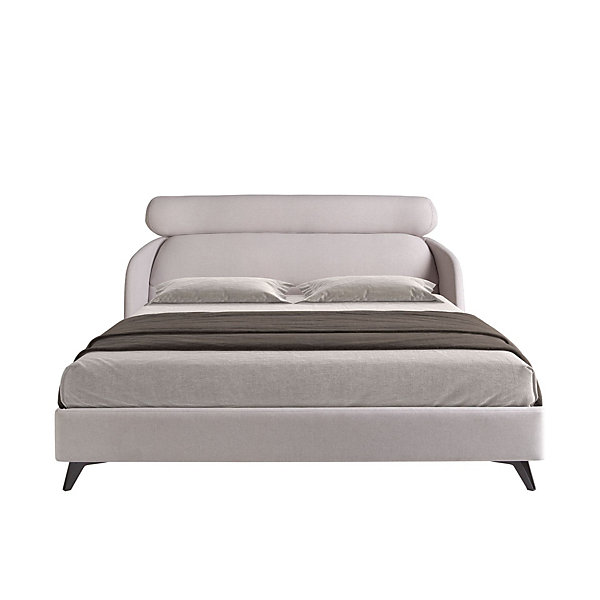 Lit double en tissu gris clair au design moderne et élégant