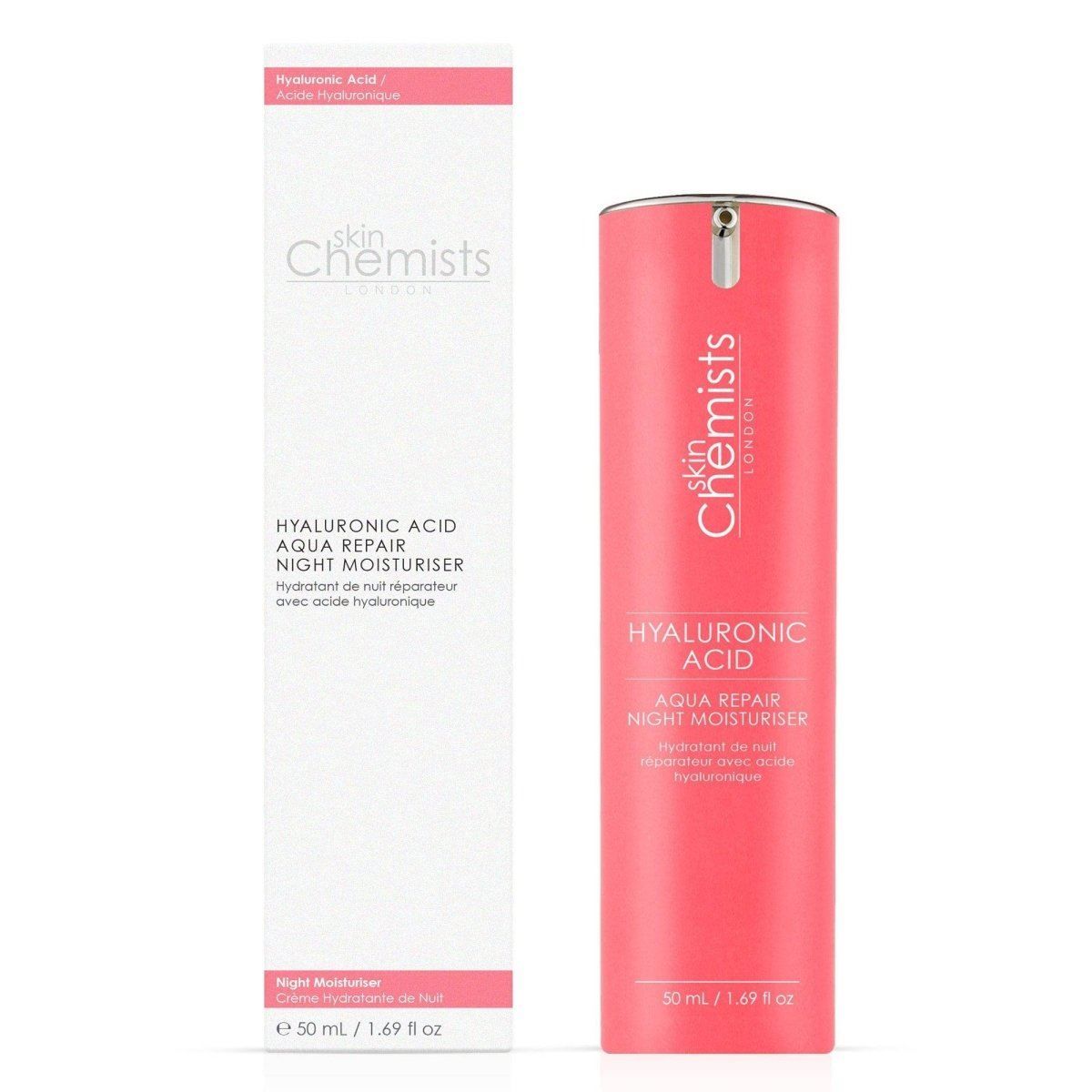 skinChemists professional Hyaluronic Acid Aqua Repair Anti-Ageing Night Moisturiser 50ml for Plumping and Moisturising