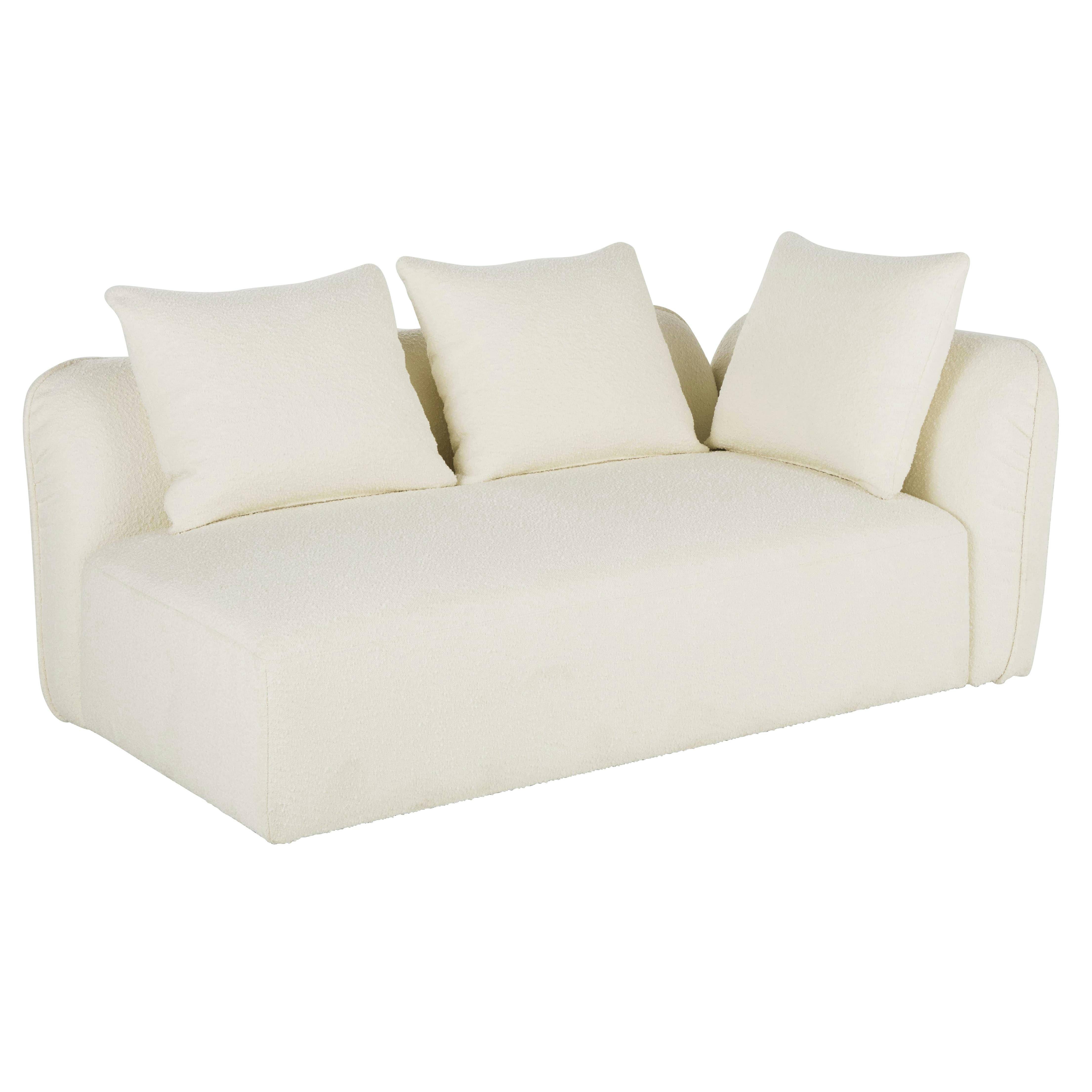 Flake - Accoudoir droit pour canapé modulable tissu écru effet laine bouclée