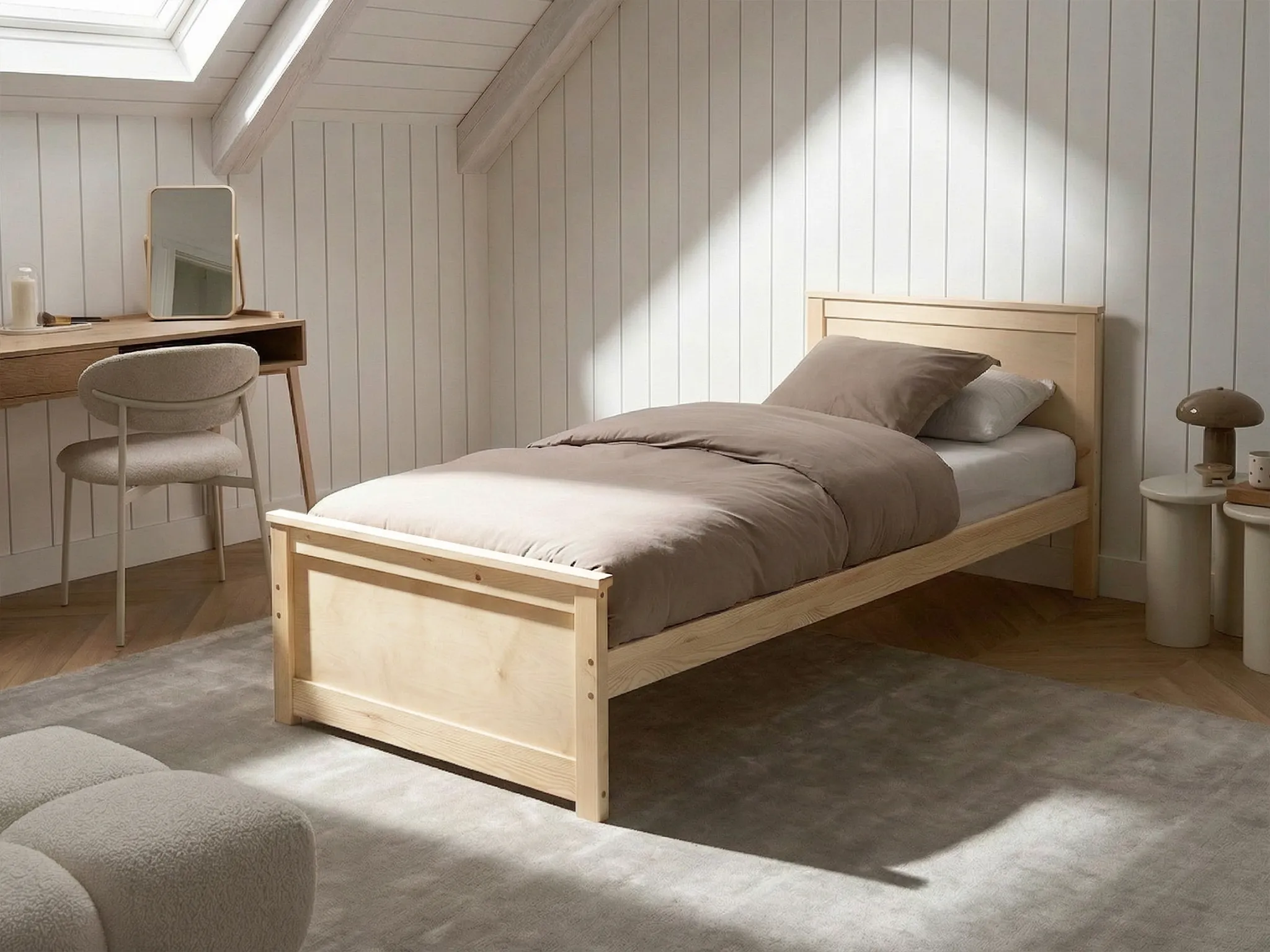 Bed Pine Wood DAUPHIN 90 x 200 cm (EU Single) Light Brown