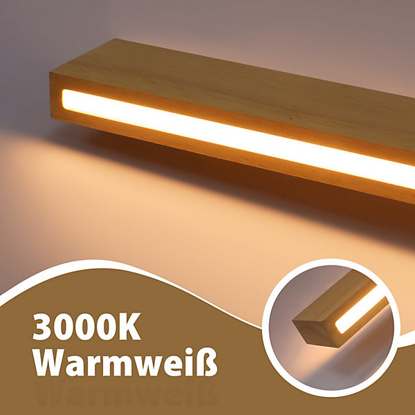 Applique murale LED NETTLIFE en bois - 100 cm 36 W - Lampe de couloir moderne - Blanc chaud 3 000 K - Pour salon, chambre