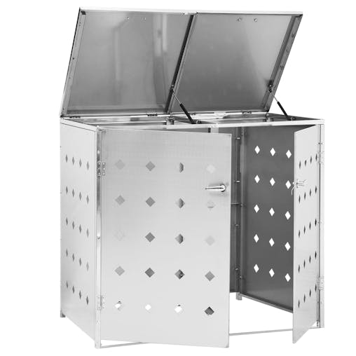 NNEVL Double Wheelie Bin Shed 240 L Stainless Steel