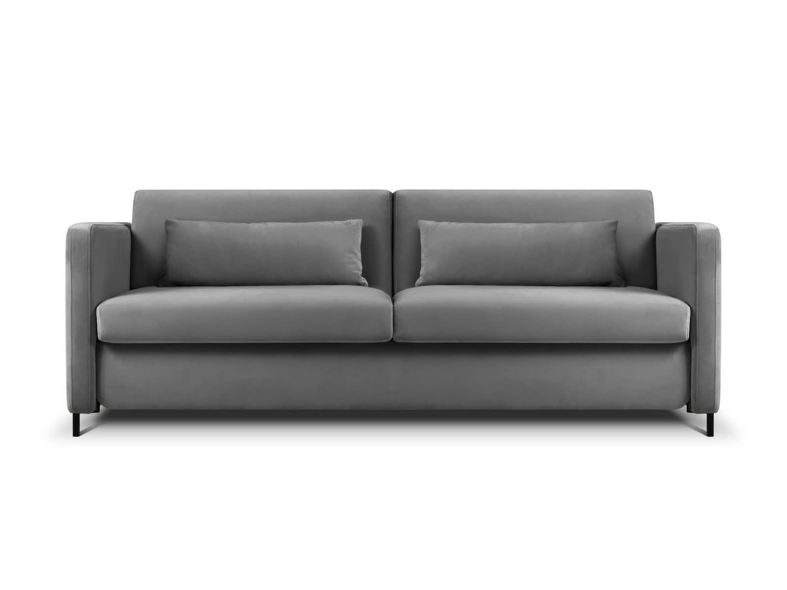 YANIS - Canapé Convertible 3 places en Velours Gris Foncé