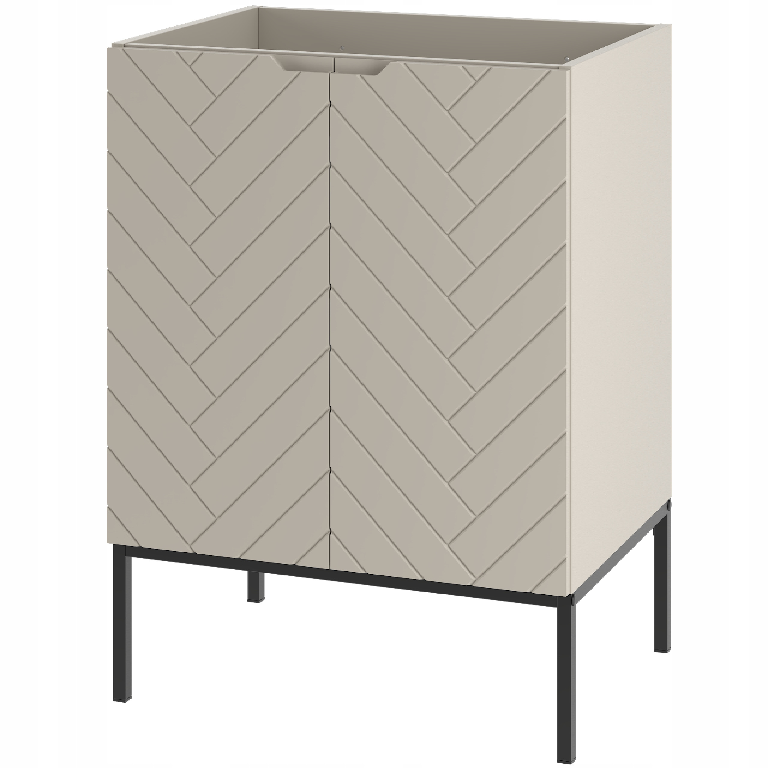 Kaszmirowa ryflowana szafka pod umywalkę 60 cm ASPEN-09-CAS czarne nóżki