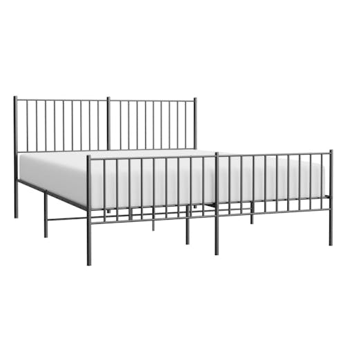 NNEVL Metal Bed Frame with Headboard and Footboard Black 153x203 cm Queen