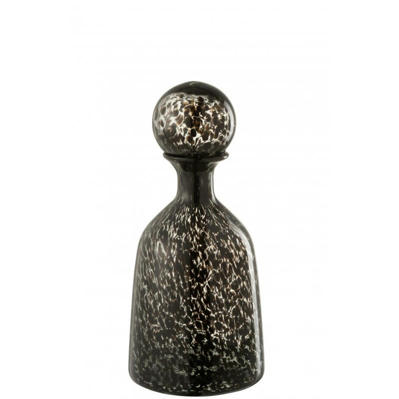 POIS - Bouteille décorative et bouchon verre noir H33,5cm
