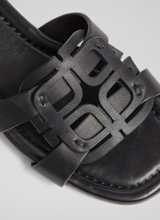 Casper Black Leather Flats