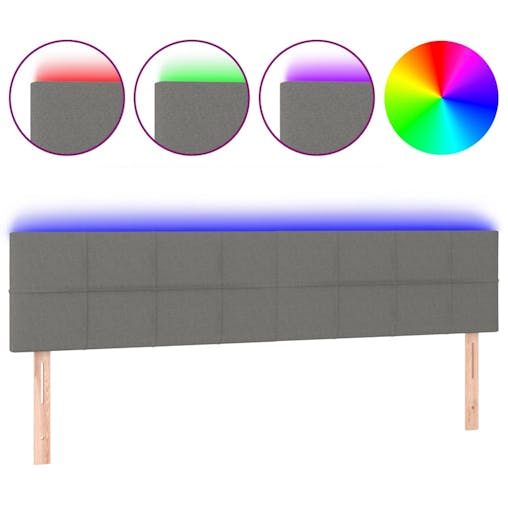NNEVL LED Headboard Dark Grey 160x5x78/88 cm Fabric