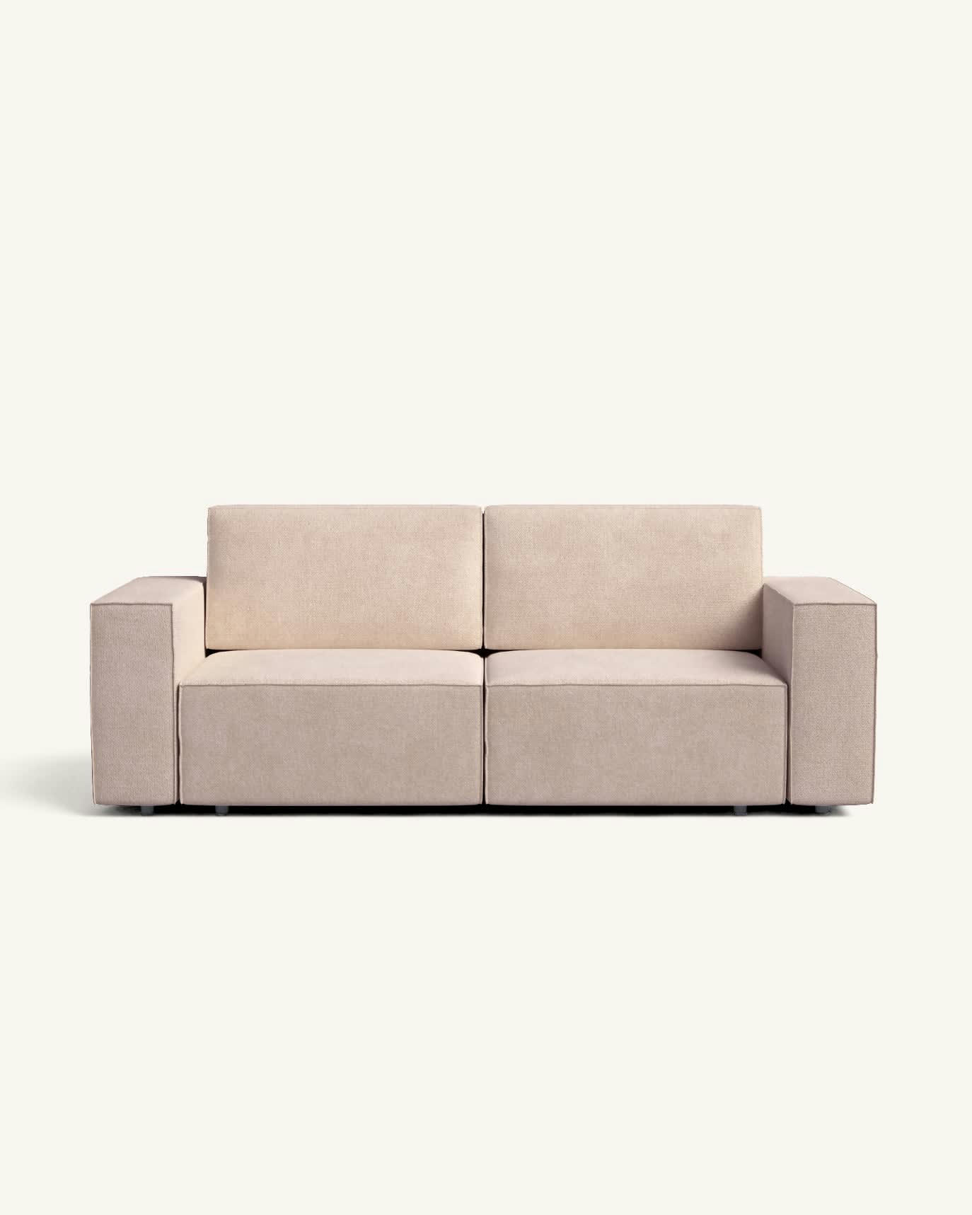 MAIJE - Canapé-lit 2 places en tissu brun clair