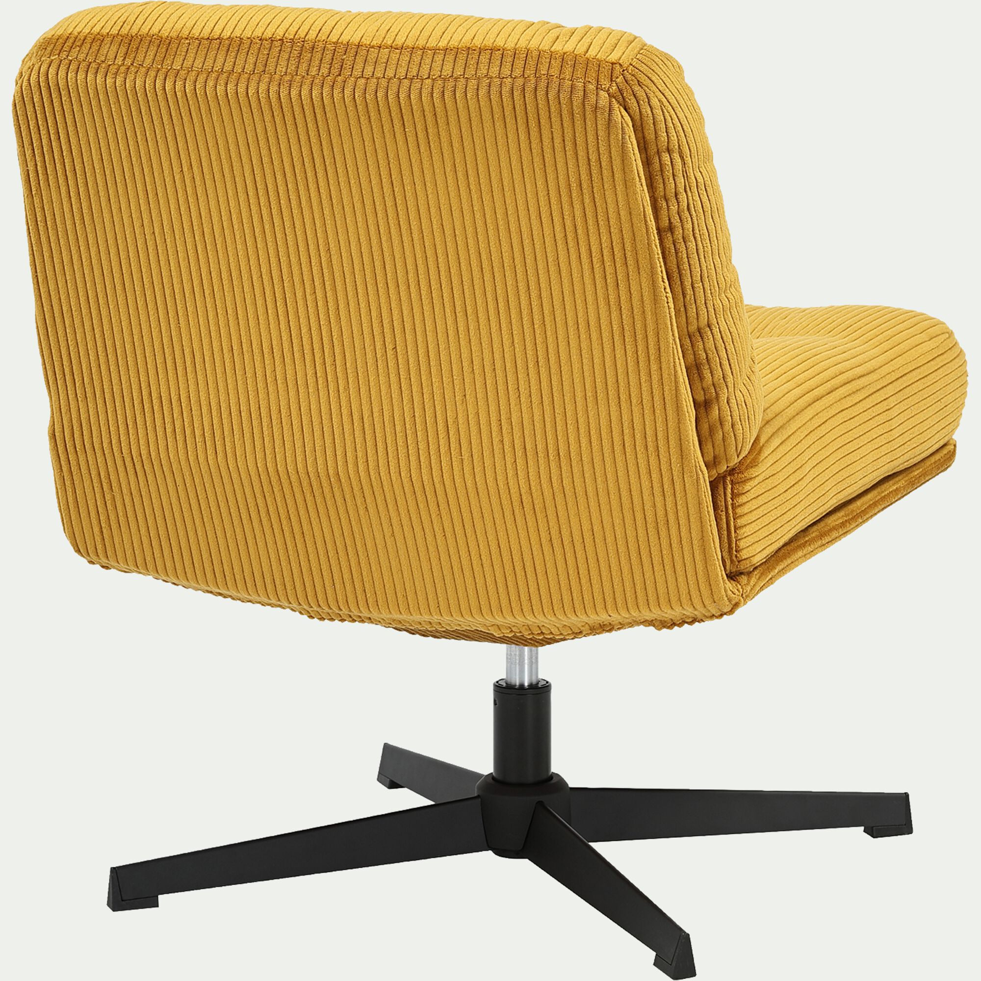 KIARA - Chaise pivotante en velours côtelé et piétement en fer - jaune argan