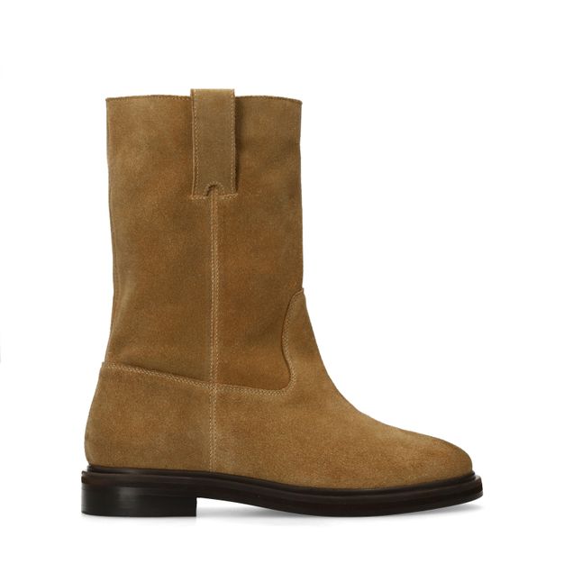 Beige suède enkellaarsjes