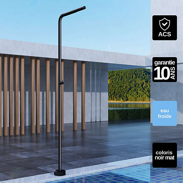 Douche de piscine Kansas en Acier Inox 316 - Tête D25cm - Corps D50mm- H. 2,20m - Garantie 10 ans - POOLIMEX