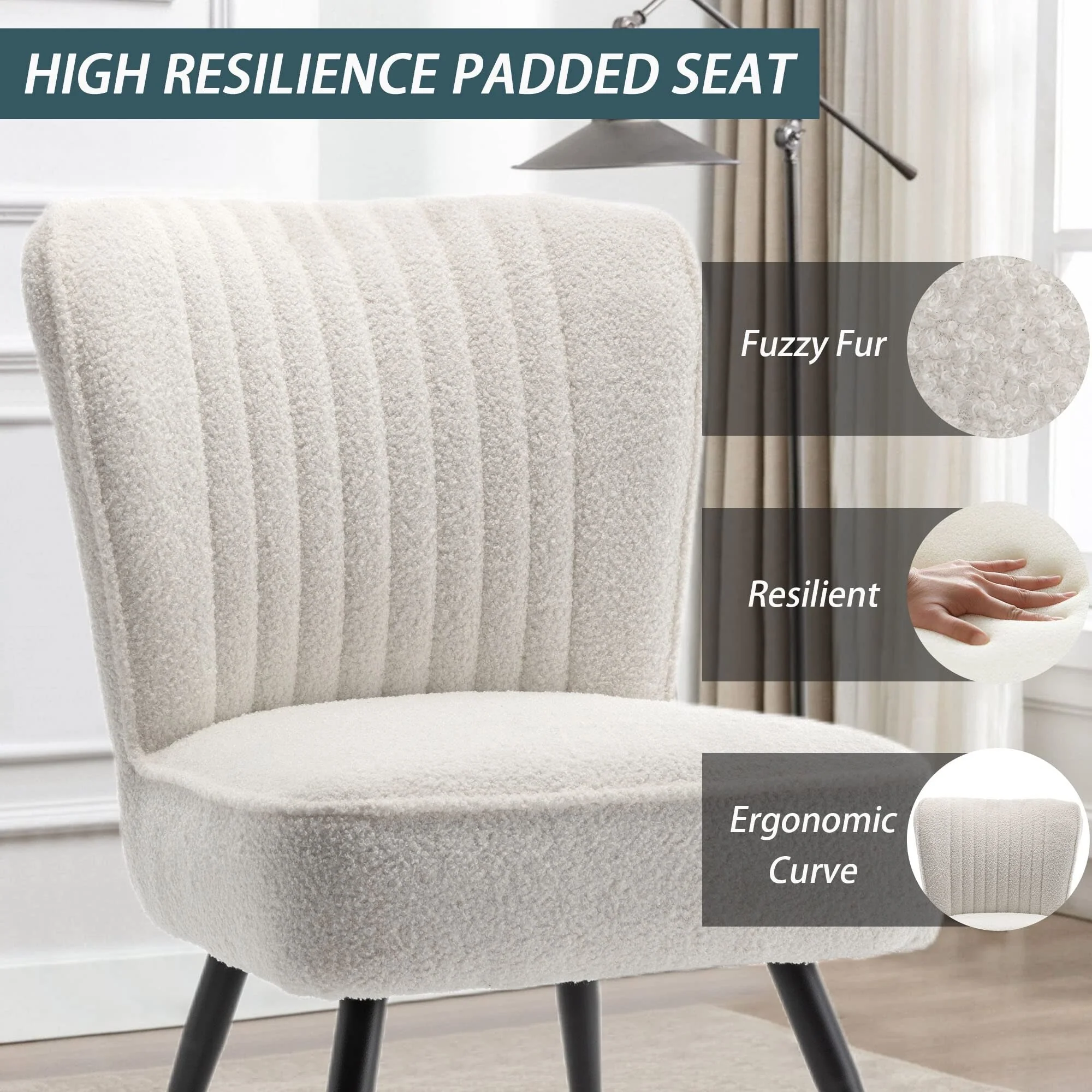 Armless Accent Chair Set of 2 , Living Room Chairs modern accent chairs for bedroom