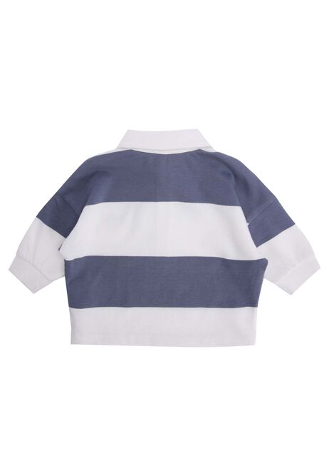 Baby Boys Blue Stripe Rugby Shirt & Joggers Set