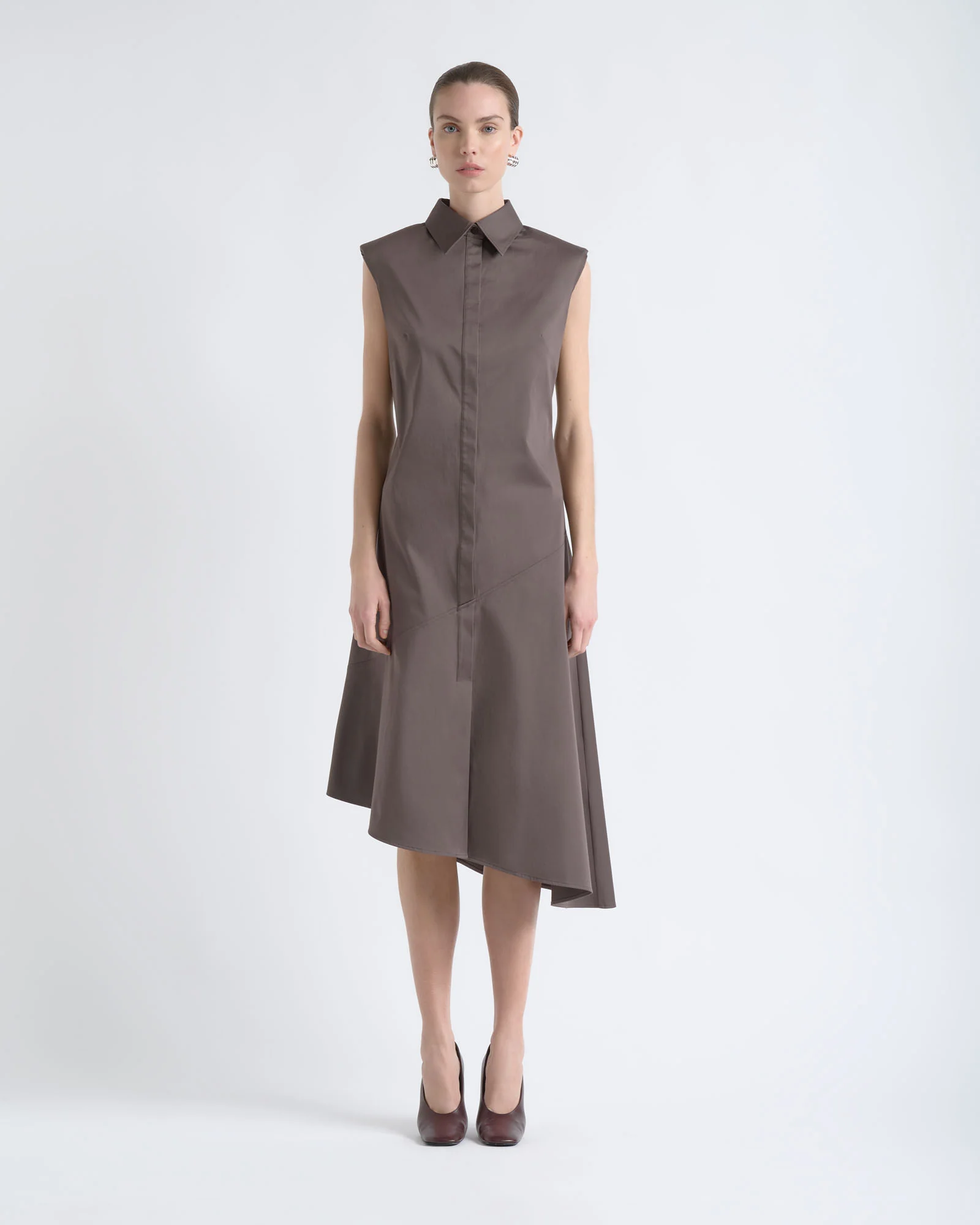 Sleeveless Asymmetric Shirt Dress