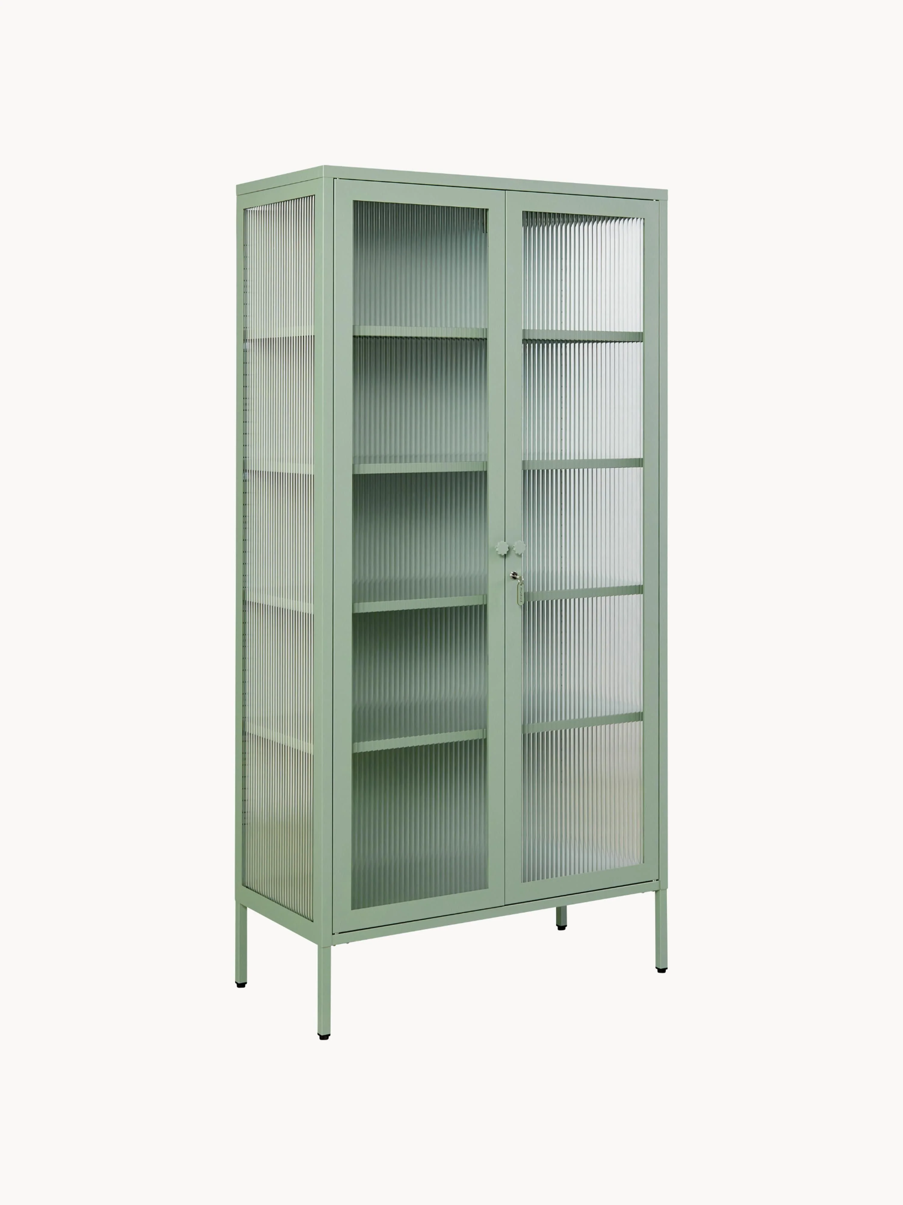 Metall-Vitrine The Collector mit geriffeltem Glas