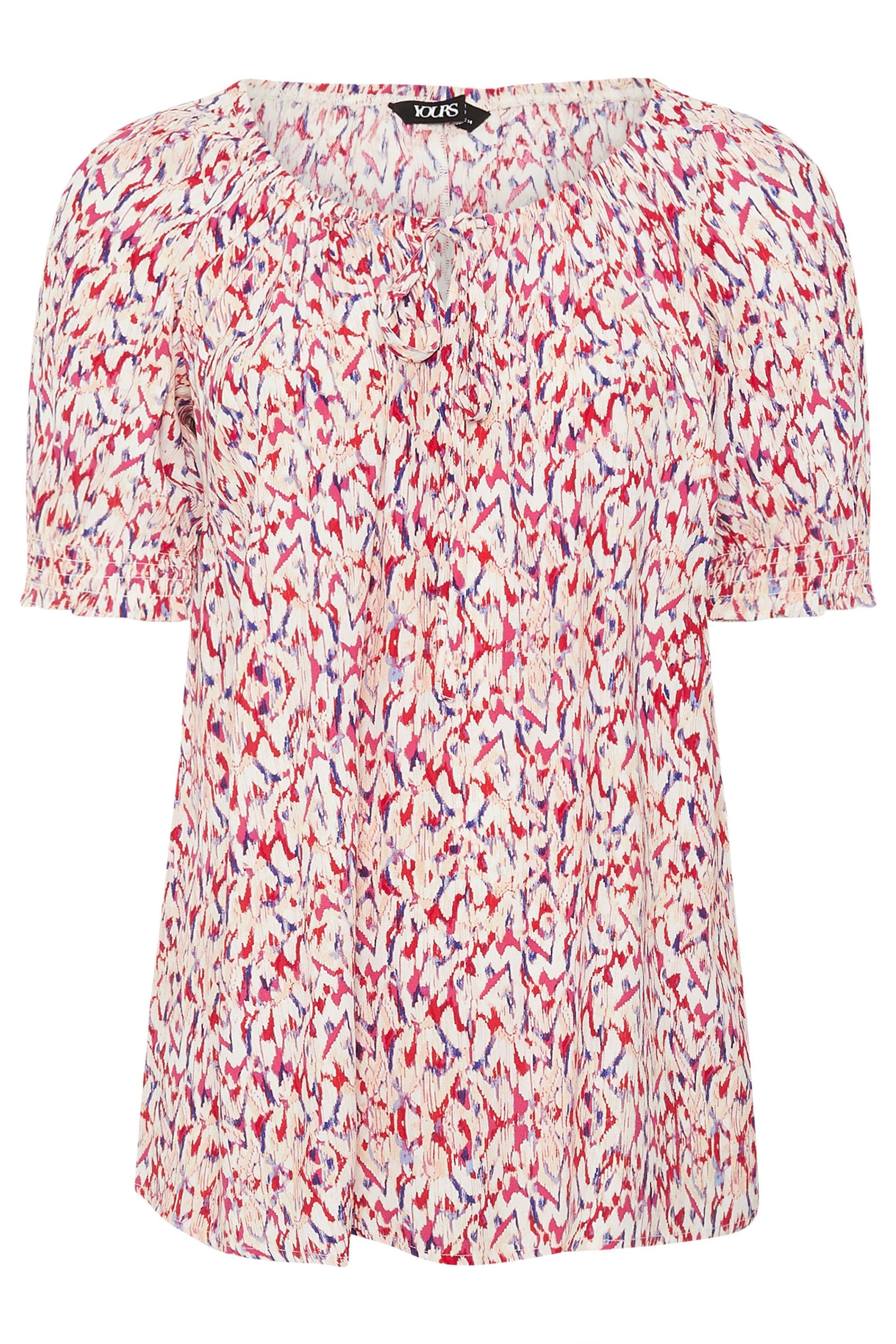 Yours Abstract Tie Neck Blouse