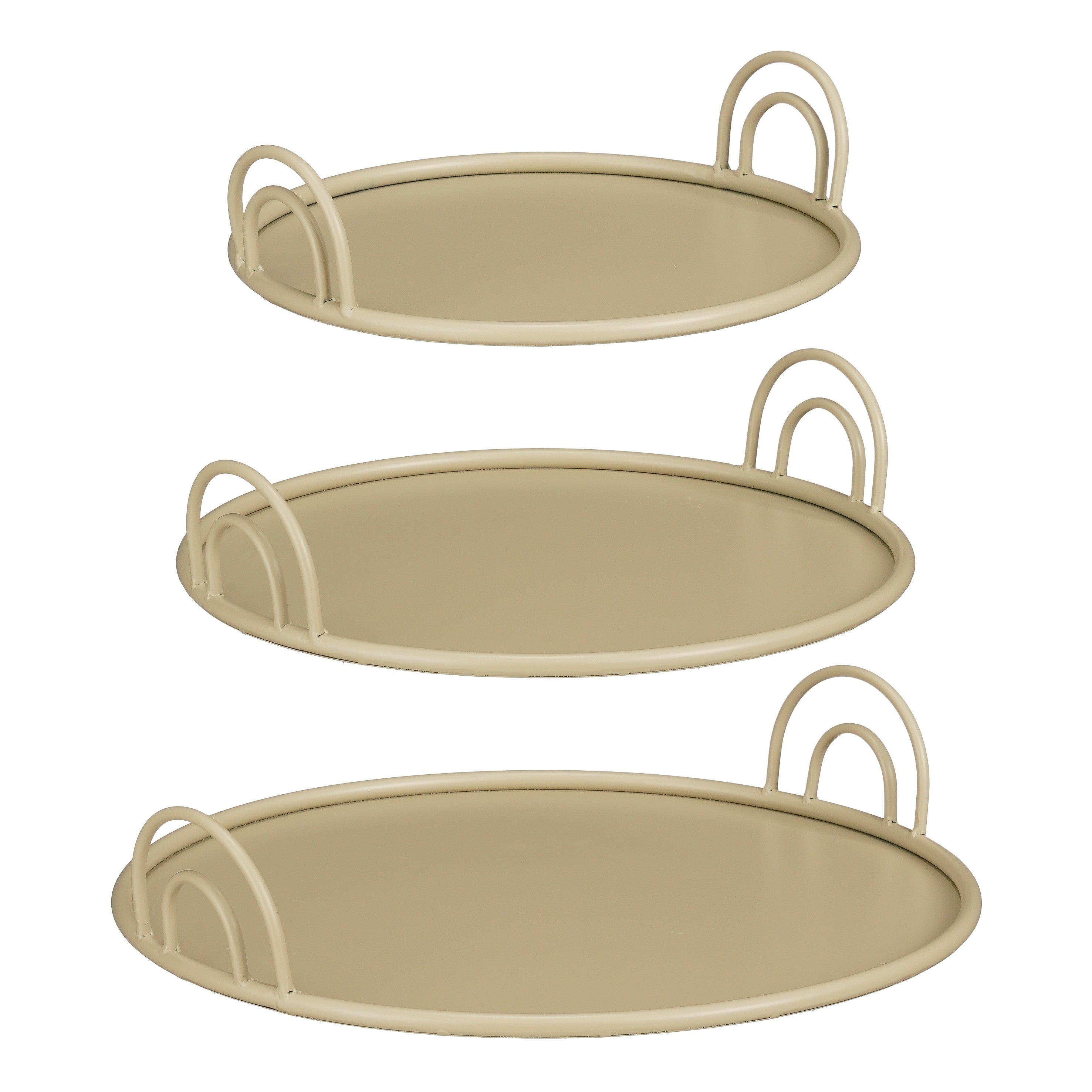 Mica Decorations Dienblad met Handgrepen - Set van 3 - Decoratie Woonkamer - Ook leuk als Kaarsenplateau, Onderzetter of Plantenonderzetter - IJzer -