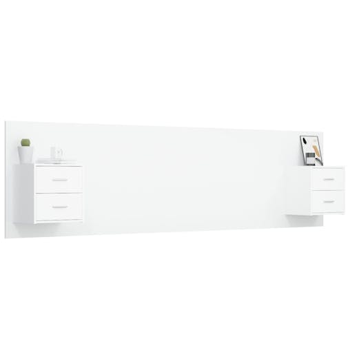 NNEVL Bed Headboard with Cabinets White Engineered Wood